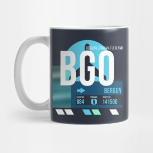 Bergen (BGO) Norway Airport // Sunset Baggage Tag Mug